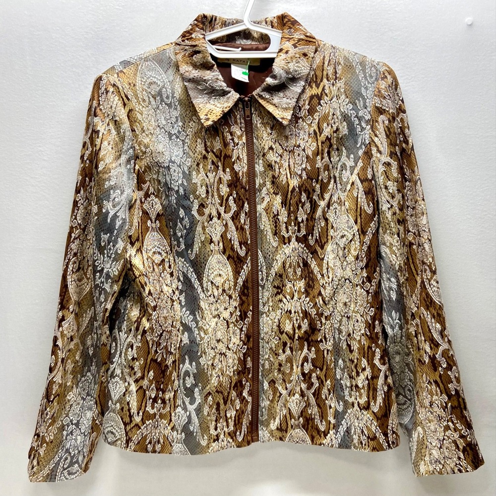 Vintage Savvy by Rafael Jacket Women's 6 Tan Brown Lined Cobra Snake + Paisley